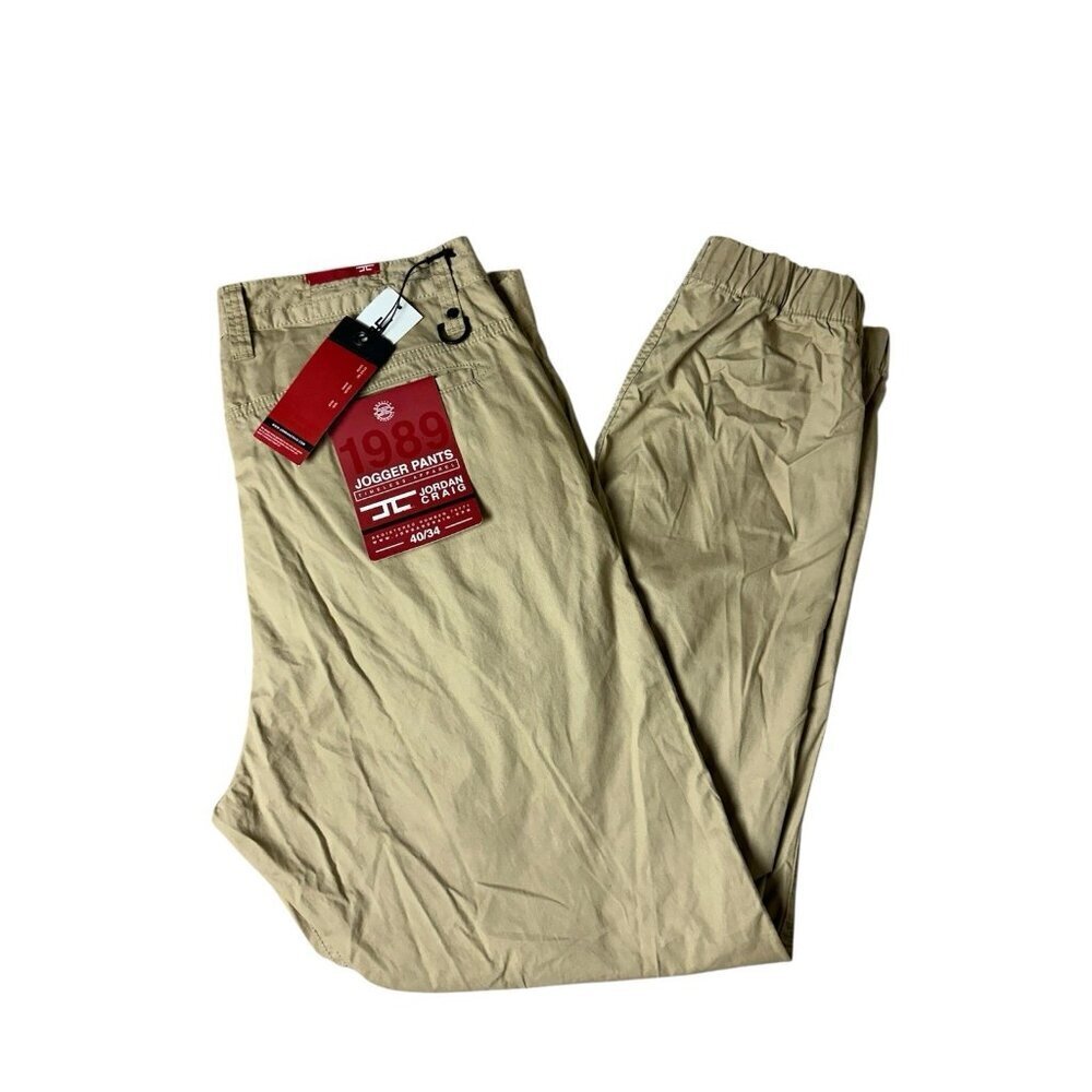Jordan Craig Joggers Pants Mens Size 40x34 Tan Khaki Cotton Pockets Tapered Leg